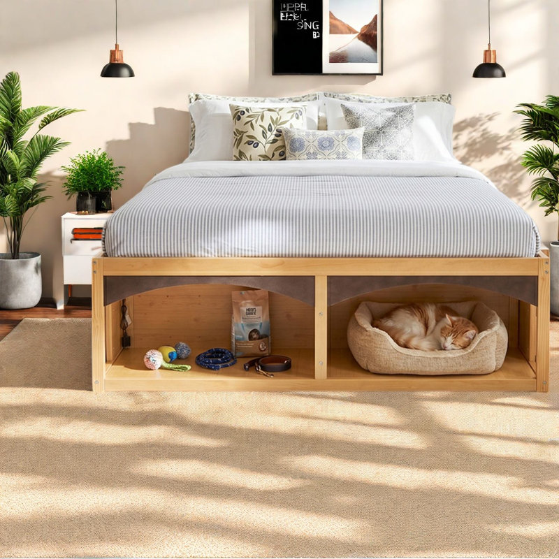 Très grand lit avec tiroirs de rangement, plateforme en bois aggloméré massif, chambre à coucher pour maison moderne