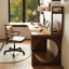Noyer clair + bureau en bois massif en forme de L noir + fer-1848482740-1848482742