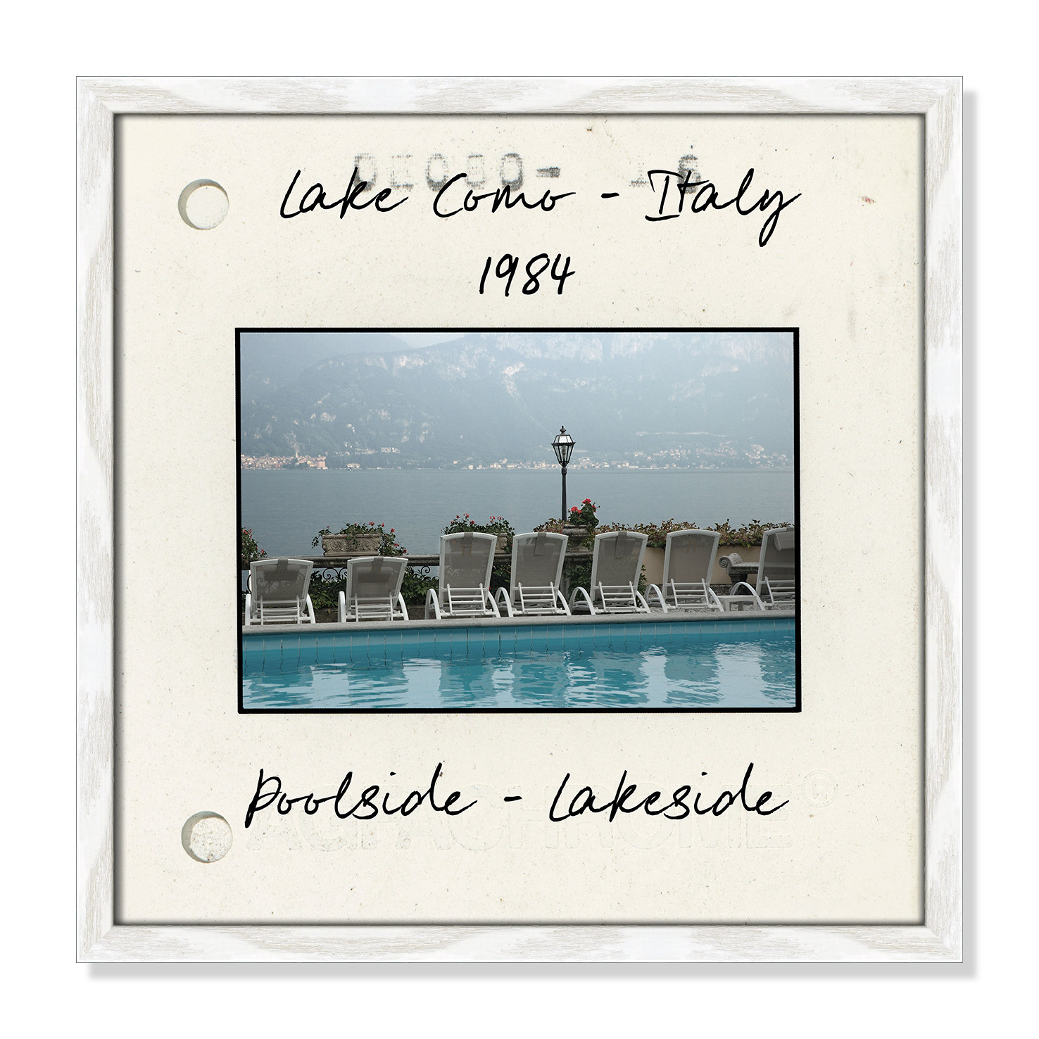 Travel Slide Collection "Lake Como, Italy" Print, White Single Picture Framed Paper, 17" H x 17" W x 0.75" D