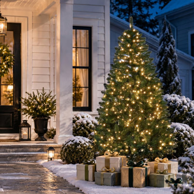 6FT Half Pre-Lit Christmas Tree with Remote Warm White Lights for Indoor Corner Xmas Decor