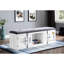 Banc de rangement en tissu gris Cargo et en métal blanc avec siège rembourré pour une construction confortable.