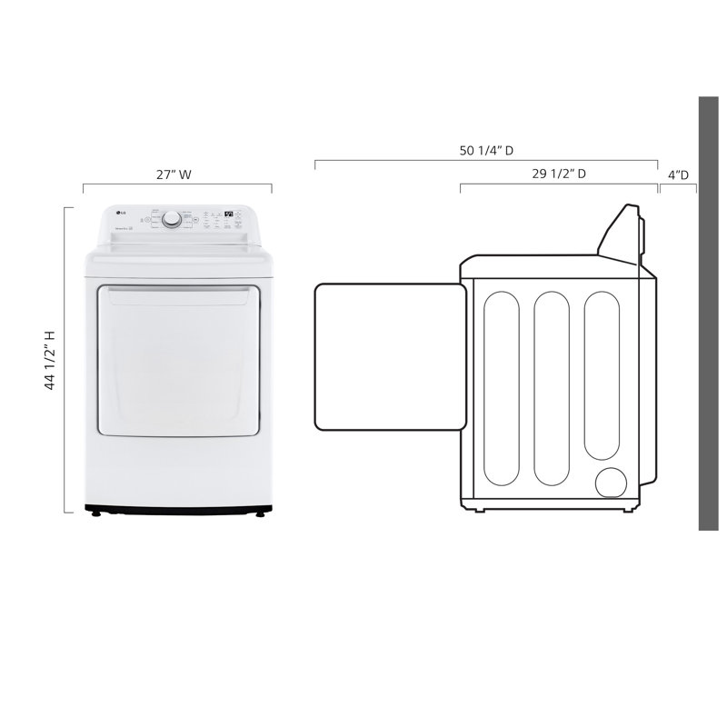 LG 7.3 Cu. Ft. Vented Top Load Electric Dryer with Sensor Dry Technology