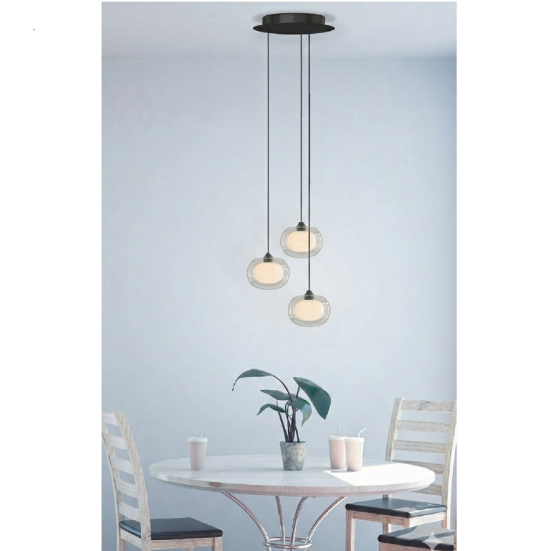 Luminaire suspendu sphère 3 lumières Mission, Noir