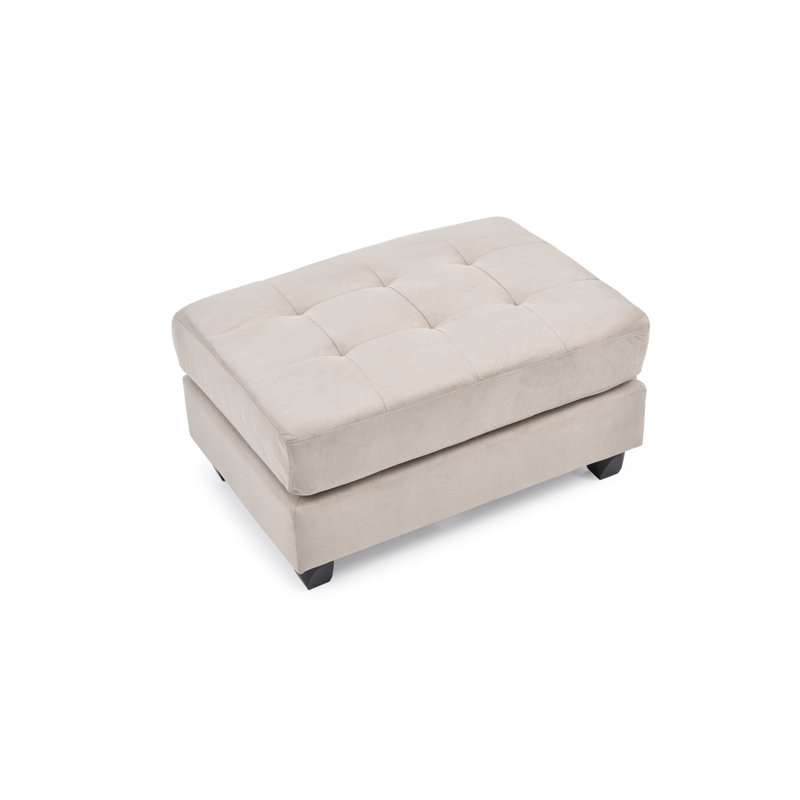 Liskeard Bella Tufted Rectangle Standard Ottoman, Vanilla Microsuede