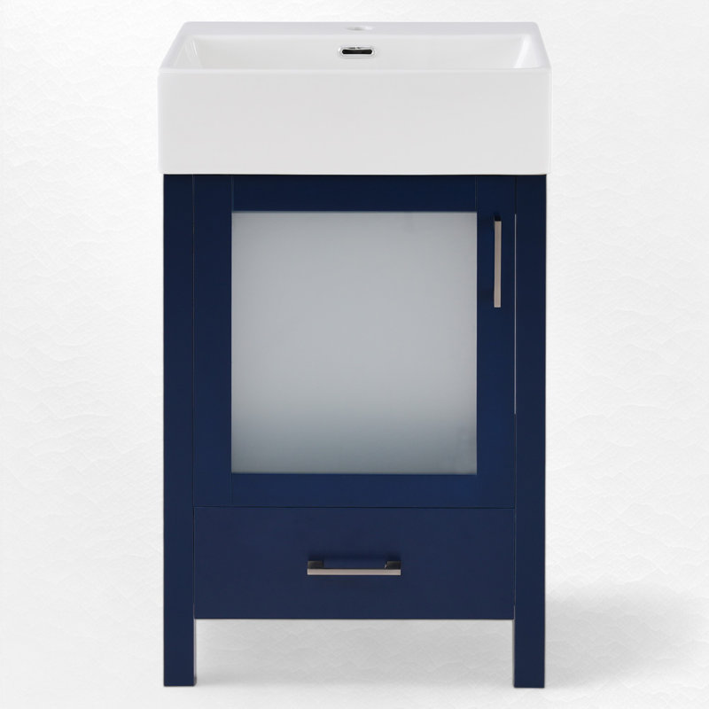 20" Single Bathroom Vanity With Ceramic Top, Blue