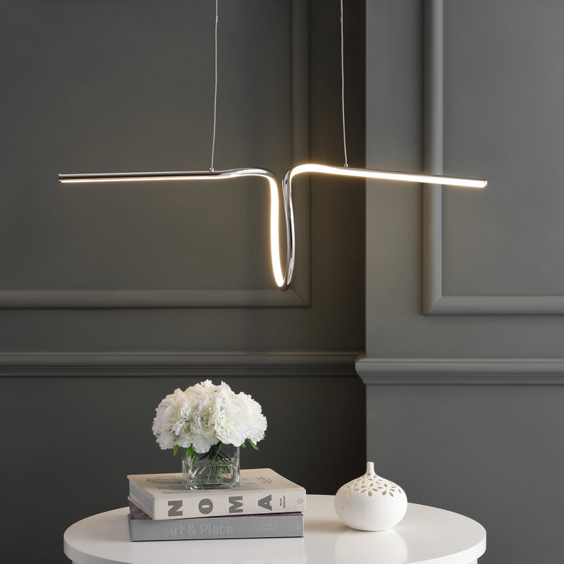 Luminaire suspendu géométrique unique à 1 lumière à DEL Cumby, Chrome