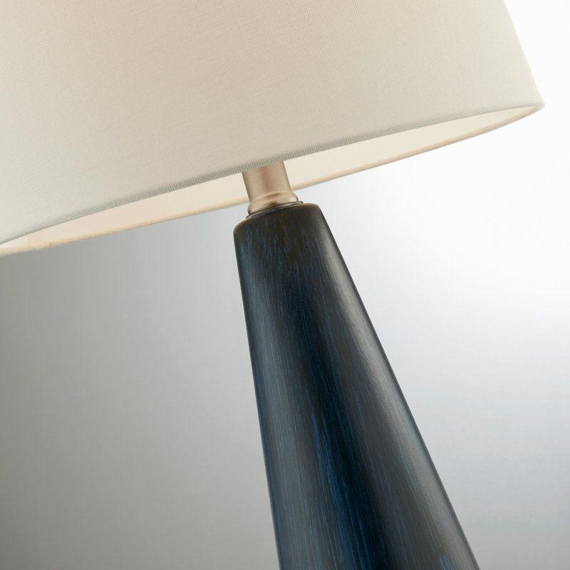 Lampe de table en céramique Prescott, Blanc, Bleu