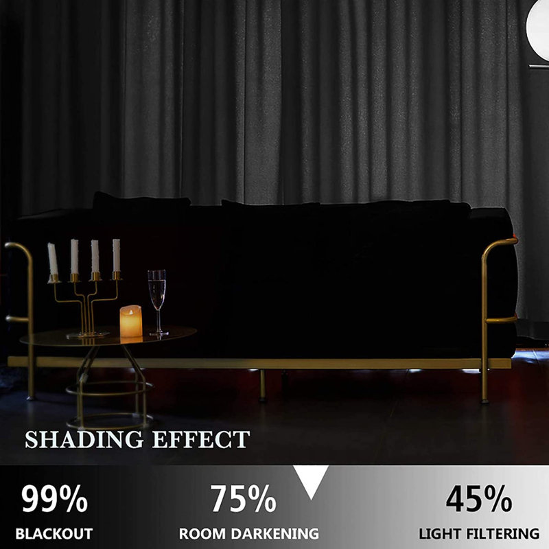 Aleria Velvet Room Darkening Curtain Pair, 42" W x 63" L, Black