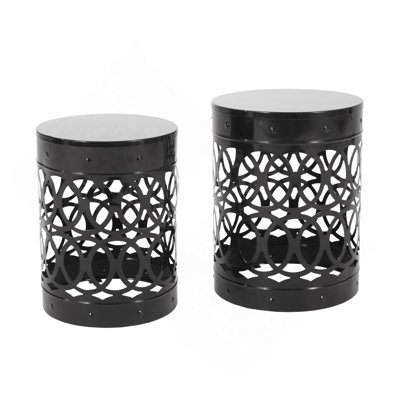 Round Iron Outdoor Side Table , 13.75 " W 13.75 " D