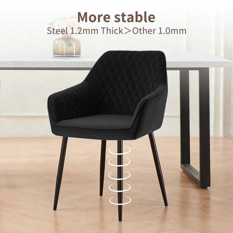 Sexton Upholstered Velvet Arm Dining Chair, Black