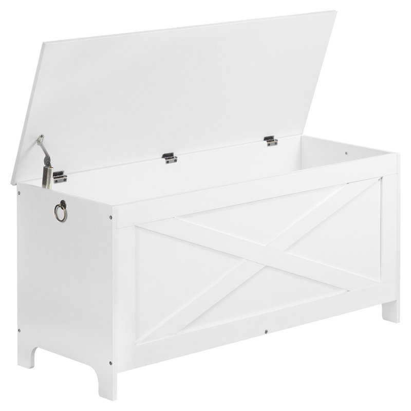 Mariet 39.4" Storage Chest with Safety Hinges, White