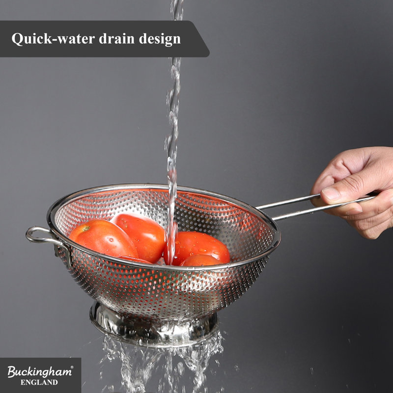 Buckingham Stainless Steel Colander, 8.8cm H x 19.5cm W x 38cm D