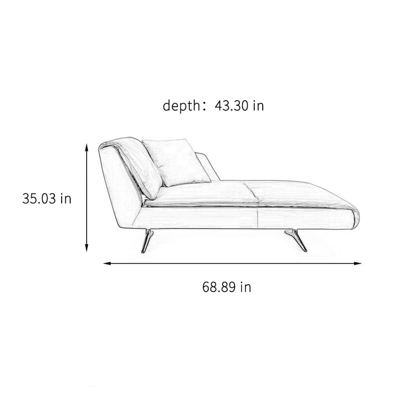 Chaise longue simple, décontractée et élégante, Orienté à gauche (vu de face)