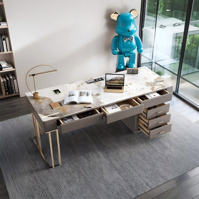 62.99"Modern Luxury Sintered Stone Table Top Desk