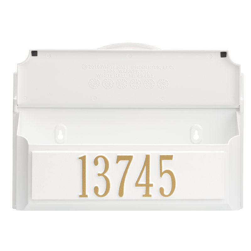 Colonial Wall Mounted Mailbox, White/Gold, Yes