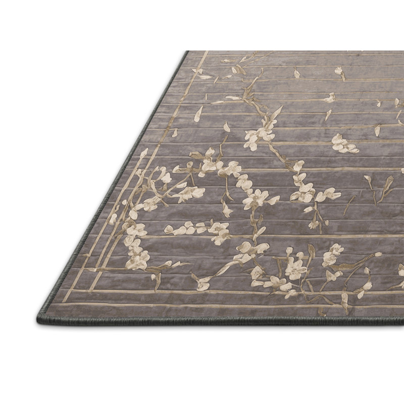 Tapis gris soyeux et moelleux, Rectangle de 5 pi x 8 pi