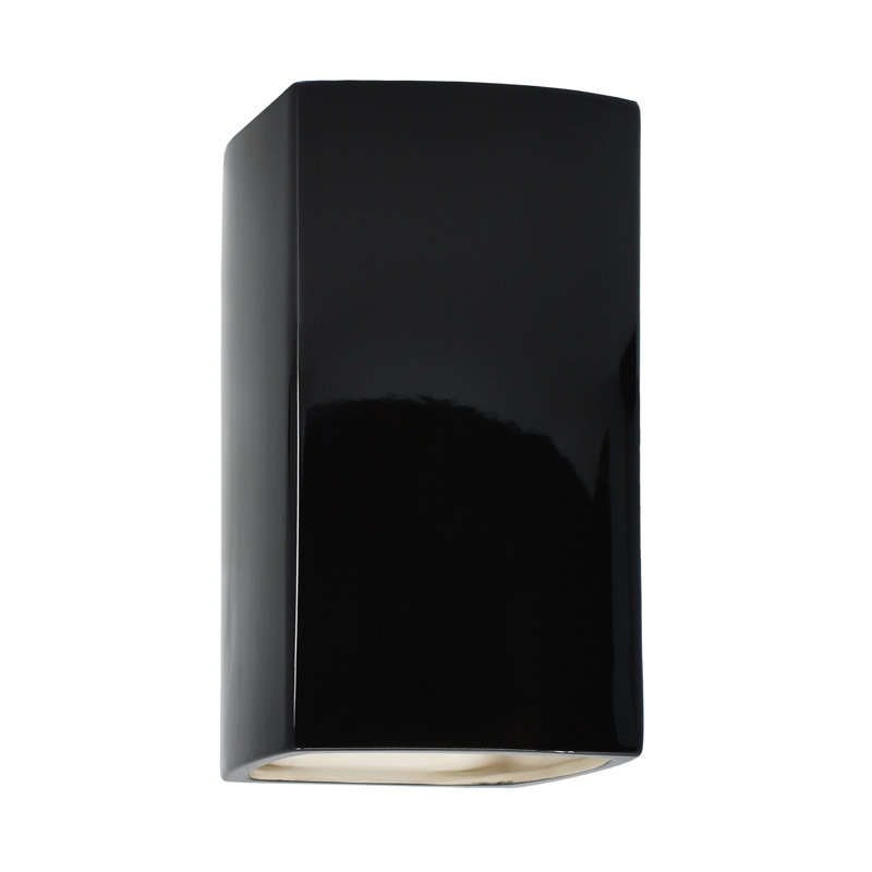 Drurie Ceramic Flush Mounted Sconce, Incandescent, Gloss Black, 9.5" H x 5.25" W x 4.5" D