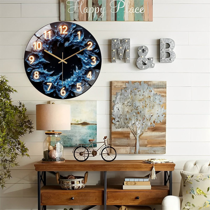 Horloge murale en verre 12 po