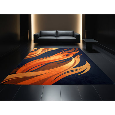 Tapis gris moderne et gris Wimberley Elemental Fire Spirit