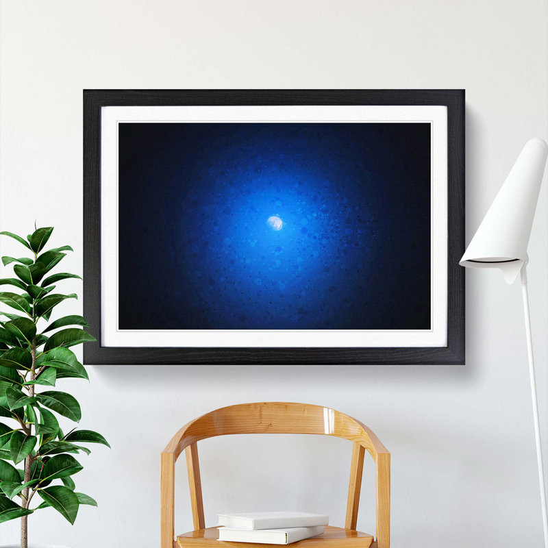 Half Moon in Abstract - Picture Frame Graphic Art Print, Black Framed, 48cm H x 65cm W x 2cm D