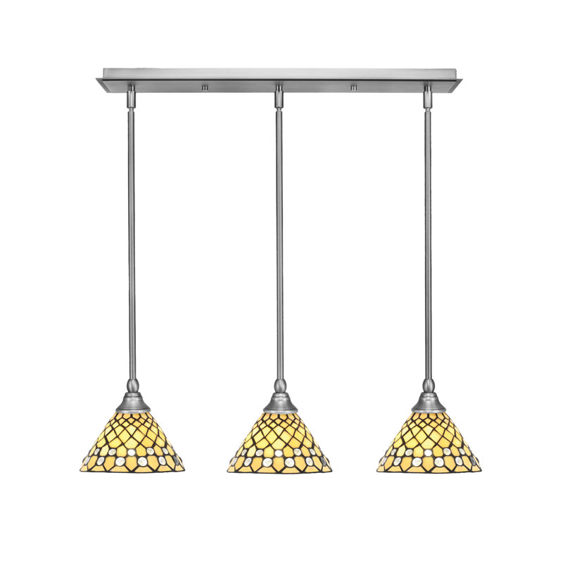 Luminaire suspendu linéaire 3 lumières 3 lumières, H 6,5 po x l 27 po x P 7 po, Nickel brossé