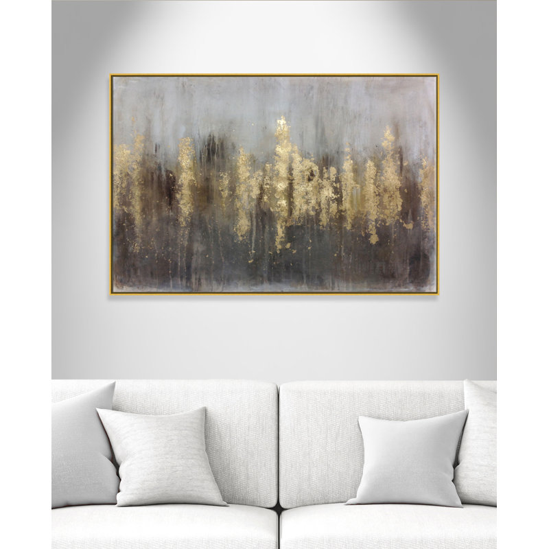 Reproduction d'art sur toile avec cadre doré - Forêts dorées, H 41 po x l 61 po x P 2 po, Cadre doré