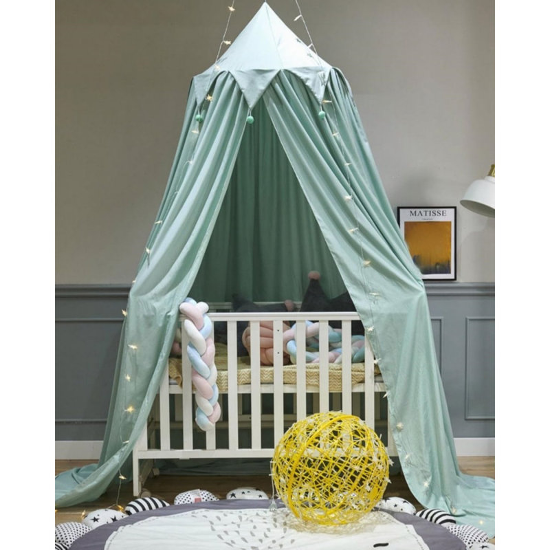 Bed Canopy, Round Dome Girls Mosquito Net, Green, 65 X 250Cm