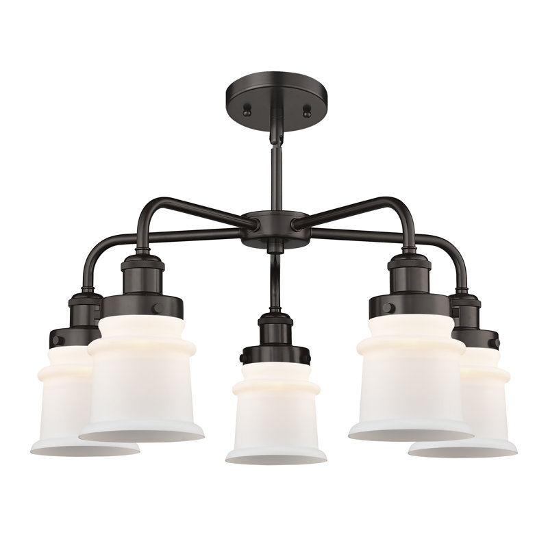 Alvi 5 - Light Glass Dimmable Chandelier, Matte White, Oil Rubbed Bronze