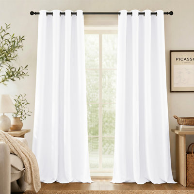 Bedroom Room Darkening Curtains Triple Weave Microfiber Grommet Top Thermal Insulated Solid Room Darkening Panels/Drapes for Living Room, 2 Panels.