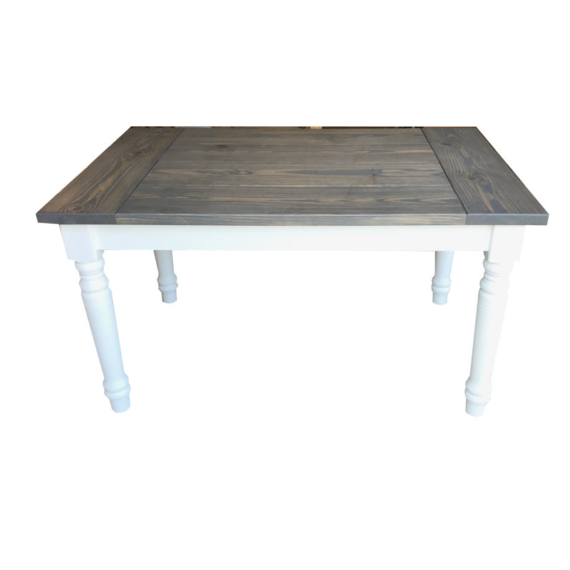 Pine Solid Wood Dining Table, 30" H x 34" W x 48" D, Gray, White