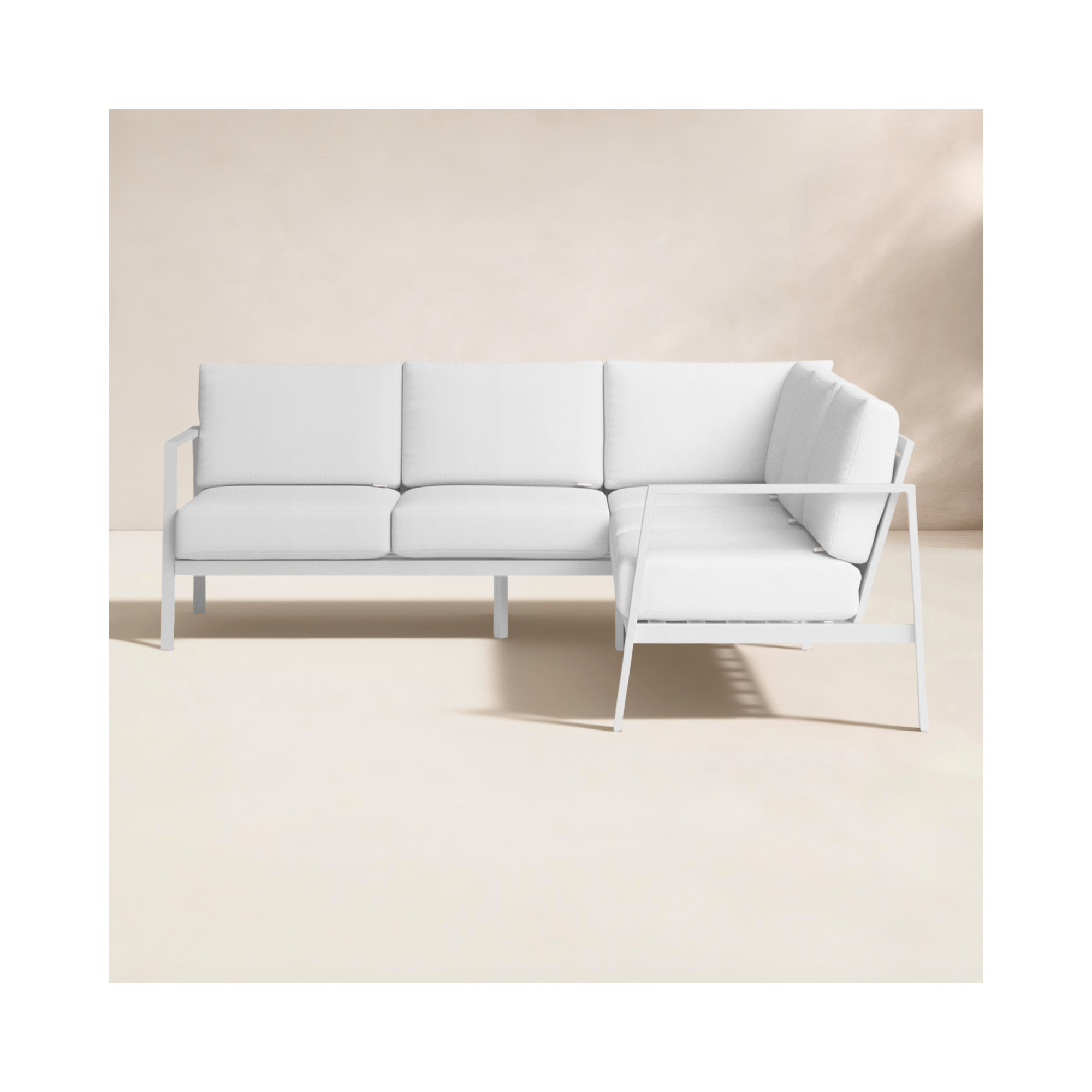 Armando 77.5'' Wide Triangle Aluminum Patio Sectional with Sunbrella® Cushions, White Sunbrella®, White