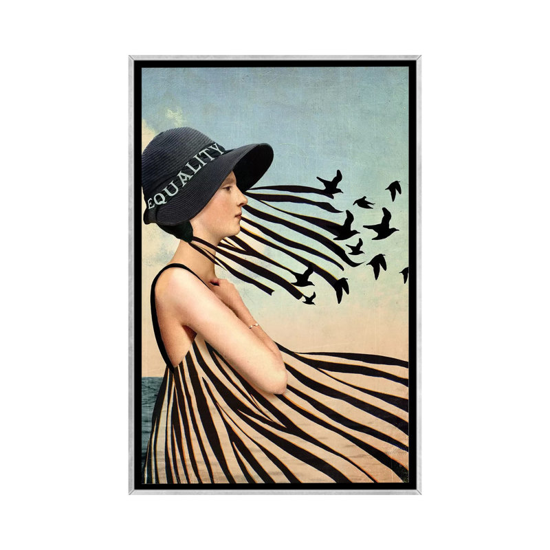 Égalité par Catrin Welz-Stein - impression d'art graphique, Toile avec cadre argenté, H 60 po x l 40po x P 1,5 po