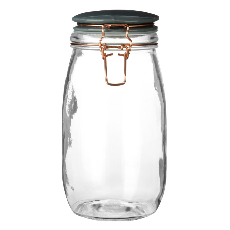 Glass Jar, 22cm H x 13cm W x 11cm D, Clear/Grey