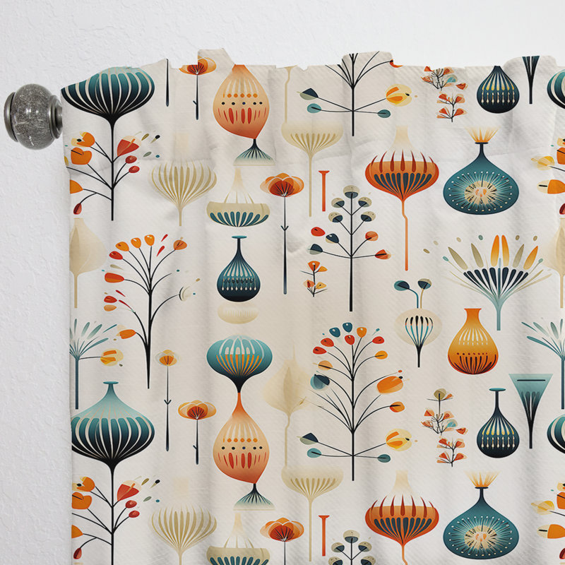 Scandinavian Midcentury Delight I - Rideau en velours Mid-Century - obscurcissant - 1 panneau, L 52 po x L 95 po