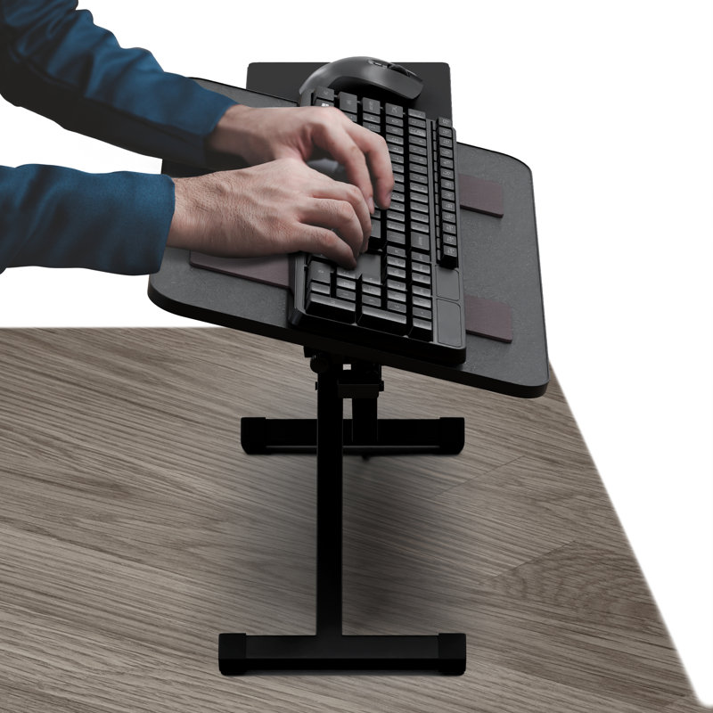 Adjustable Black Metal Ergonomic Keyboard Stand with Mouse Pad