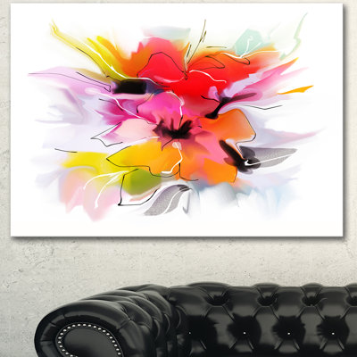 « coloré abstract fleurs on white », reproduction d’art sur toile tendue
