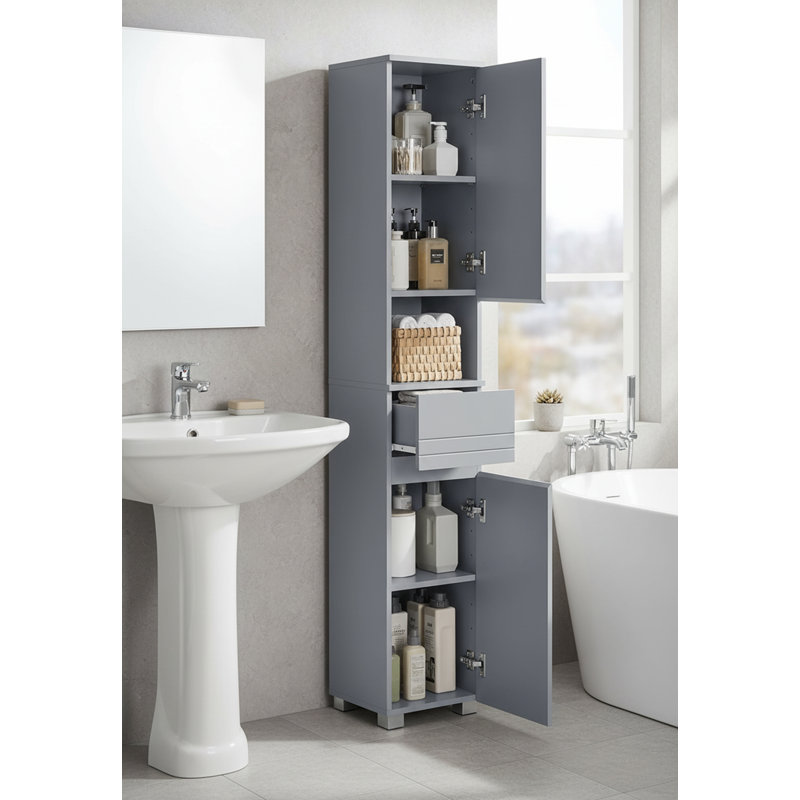 Engineered Wood Bathroom Cabinet, Grey