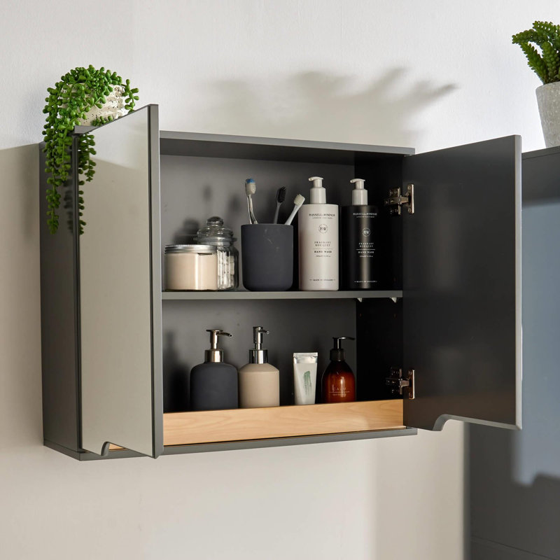 Florence Wall Mounted Required Bathroom Cabinet, Grey
