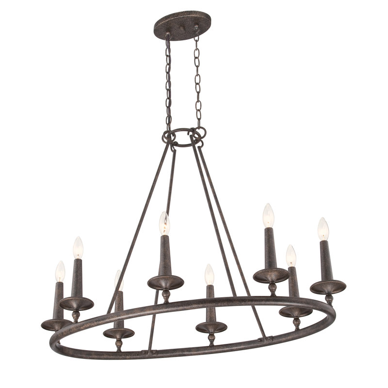 Eava 8 - Light Steel Dimmable Wagon Wheel Chandelier