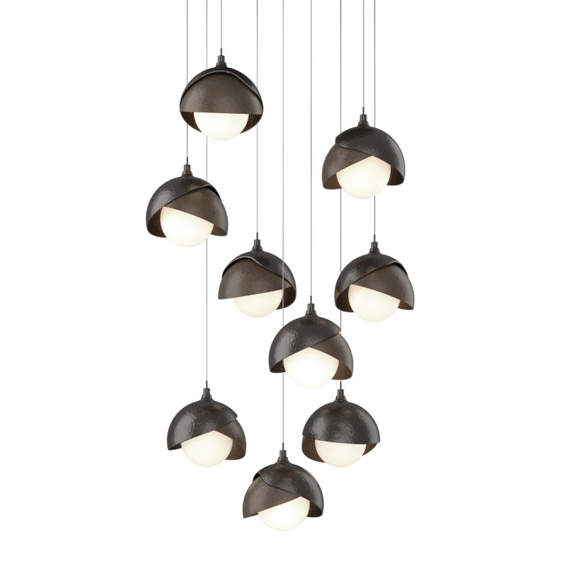 Brooklyn 9 - Light Cluster Geometric Pendant, 10" - 130", Bronze, Oil Rubbed Bronze
