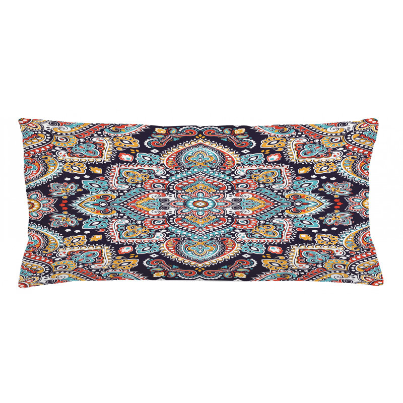 Housse de coussin lombaire floral intérieur/extérieur ethnique, 16 po x 36 po