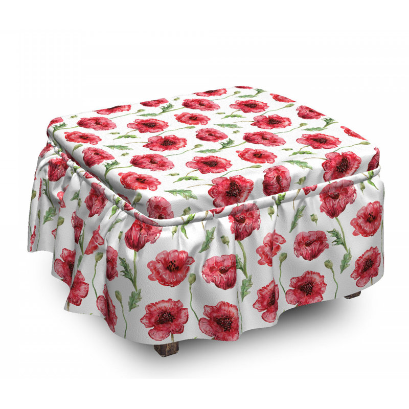 Housse pour repose-pieds ornemental aquarelle fleur