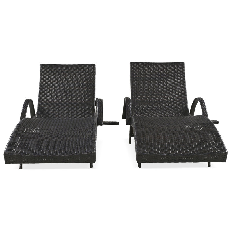 Ensemble de chaises longues d'extérieur en osier 80 po K&K, Dark Brown