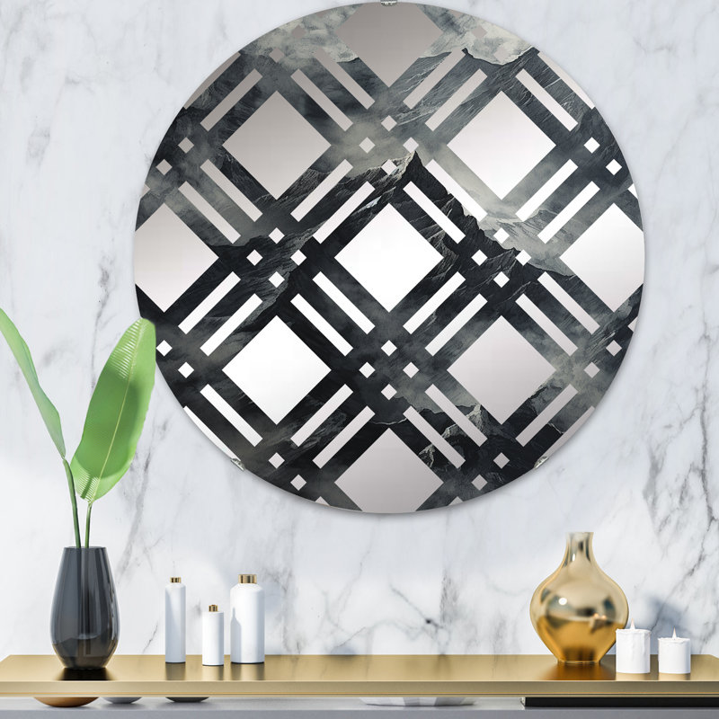 Montagnes Percolated Peaks I - Miroir décoratif à carreaux - MIR109790-Rond, 31,4 po x 31,4 po