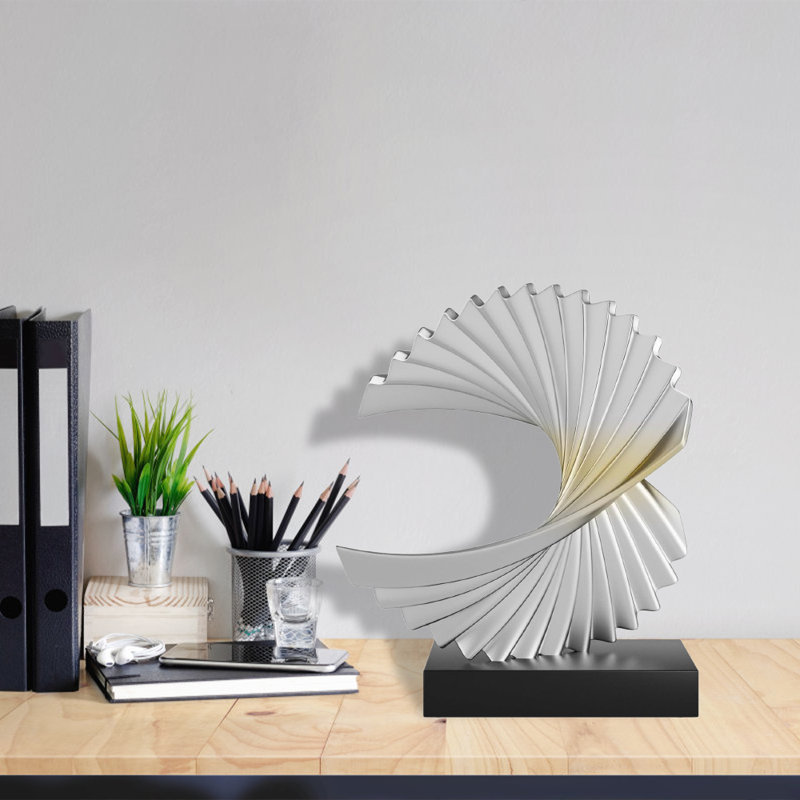 Abstract Art Desktop Decor Statue, 1-Piece Set, Perfect For Office, Bedroom, And Tabletop Display, Silver