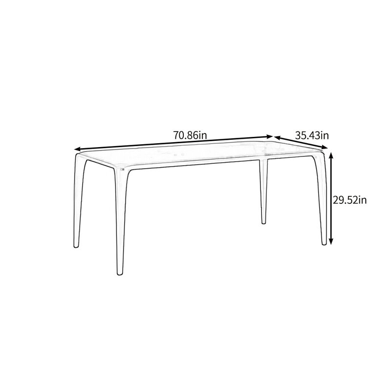 Table de salle à manger rétro élégante, H 29,52 po x L 70,86 po x l 35,43 po