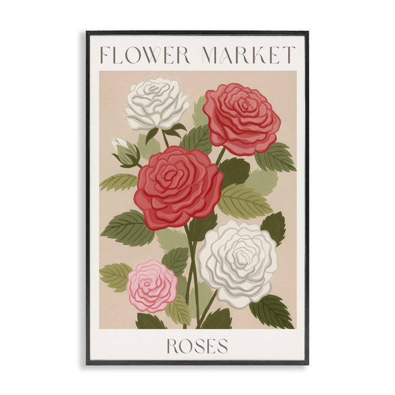 «Flower Market Roses», giclée encadrée, design par Courtney Haley, H 18 po x l 12 po, Giclée encadrée noir minuit
