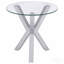 Table d'appoint chromée ronde en verre trempé