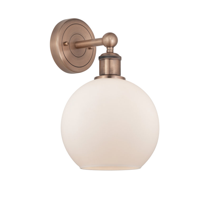 Ellington Steel Armed Sconce, Matte White, Antique Copper
