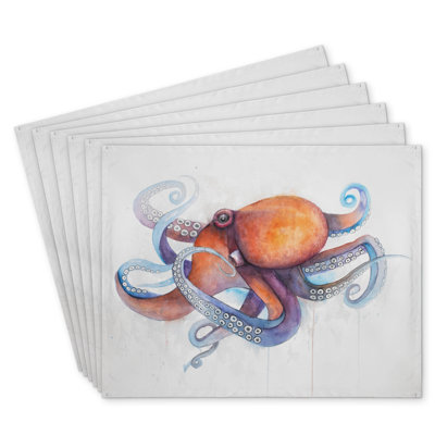 Octopus Profile Polyester Kibbe Set of 6 Decor